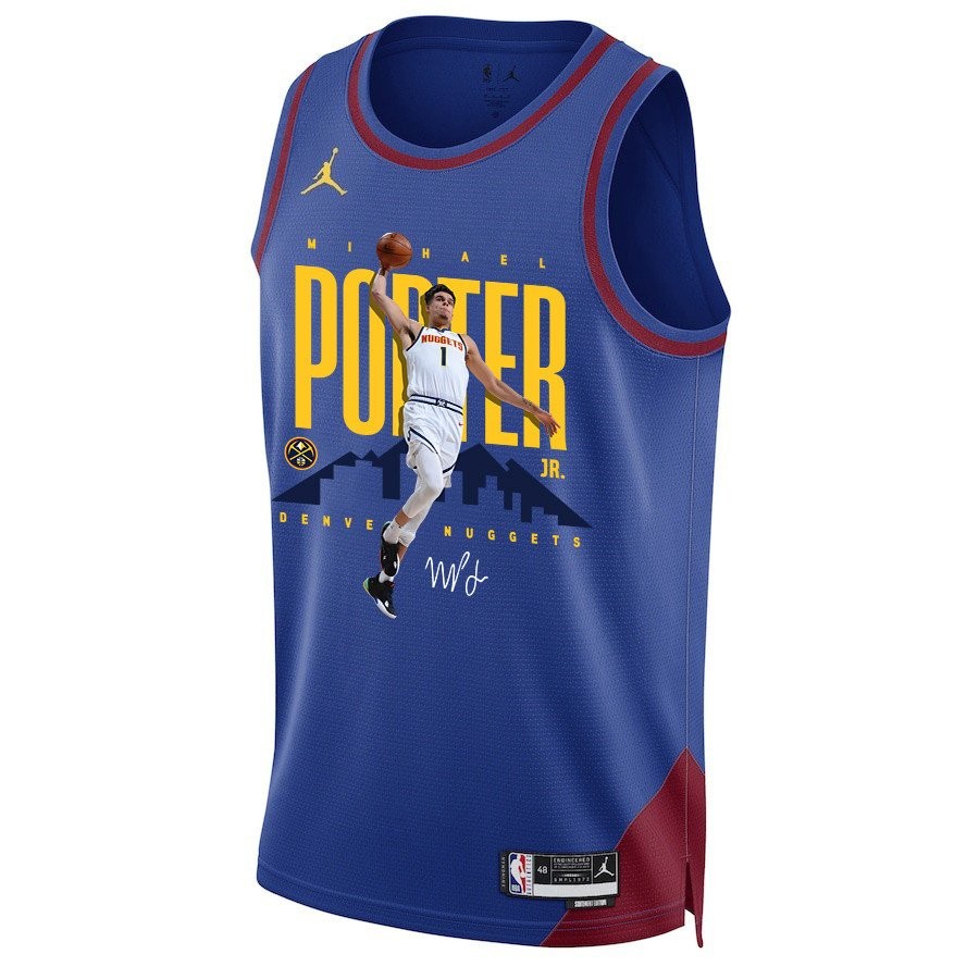 Michael Porter Jr. 1 Denver Nuggets X-Factor Player 2023 NBA Champions Swingman Jersey - Blue - Image 2