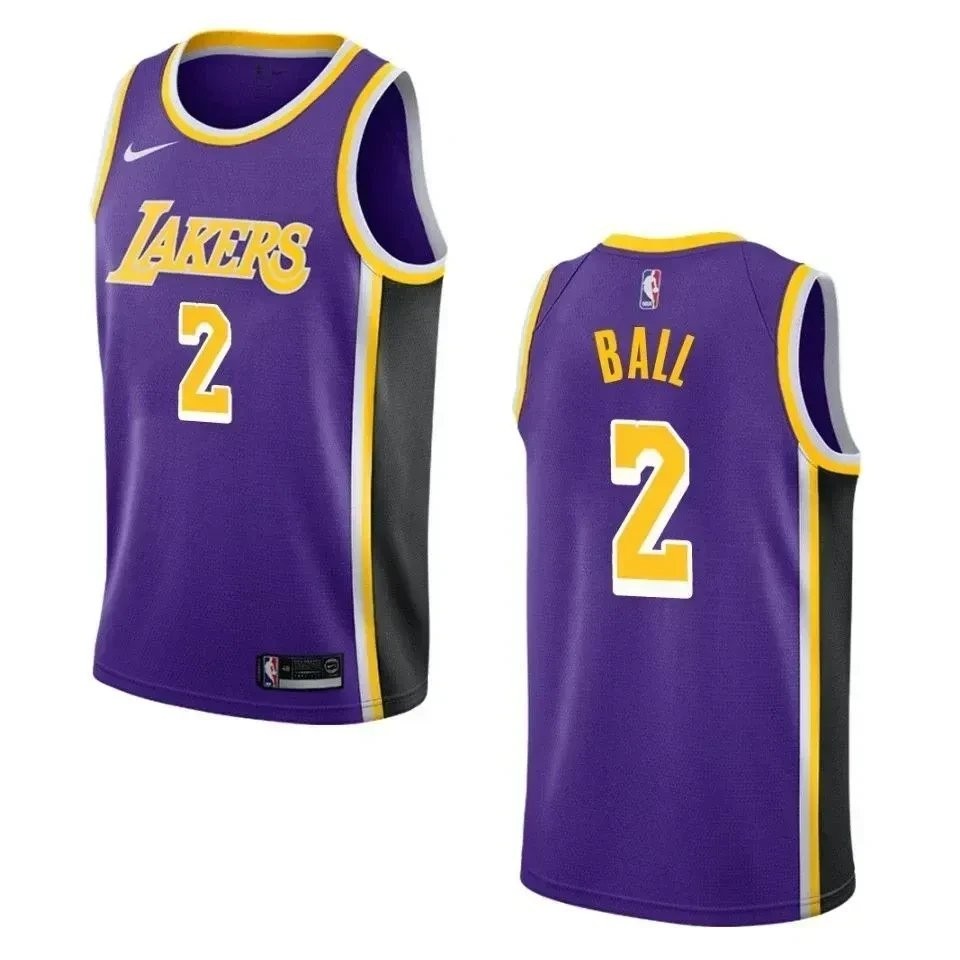 Men's Los Angeles Lakers Lonzo Ball Statement Swingman Jersey Purple S-3XL