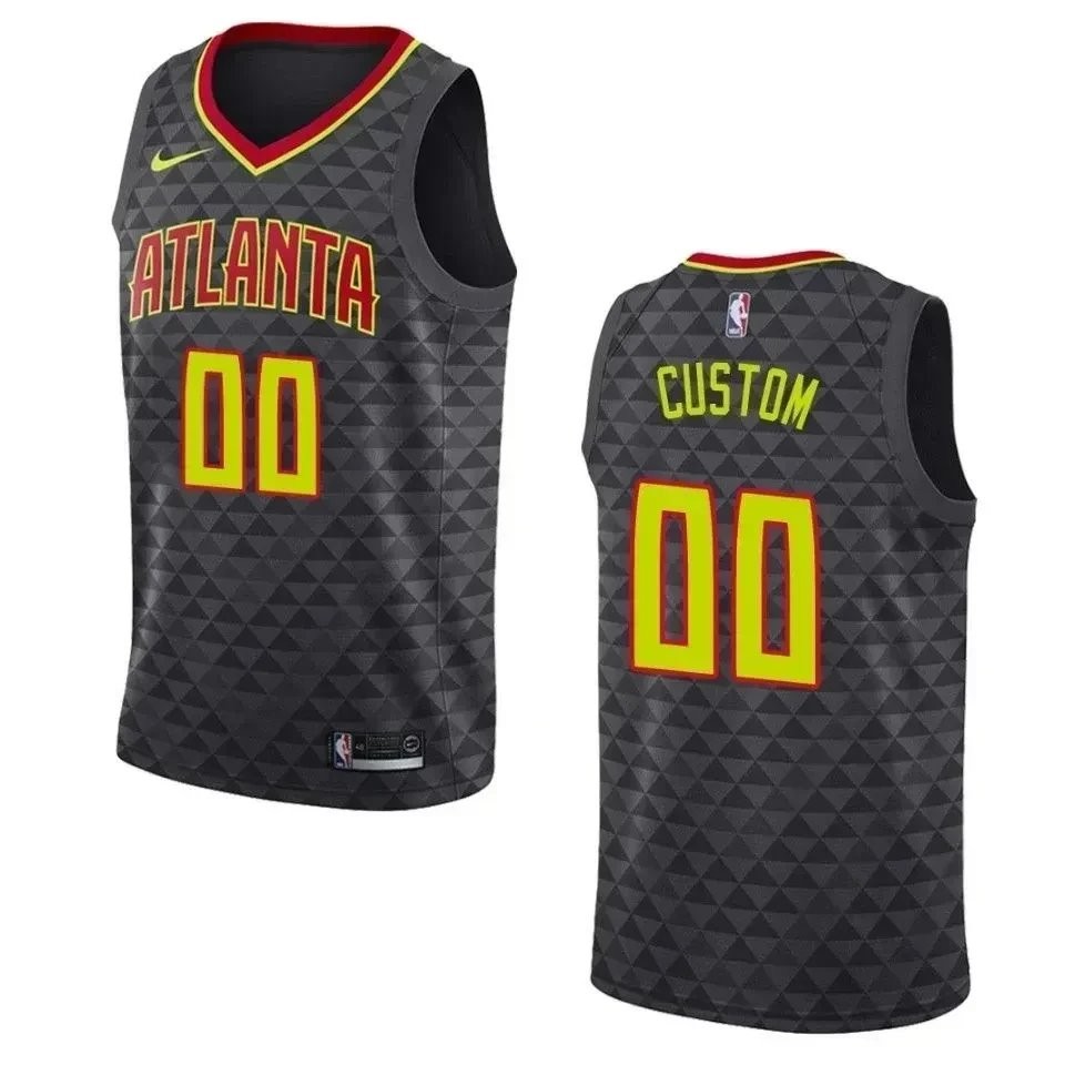 Men's Atlanta Hawks 00 Custom Icon Swingman Jersey - Black
