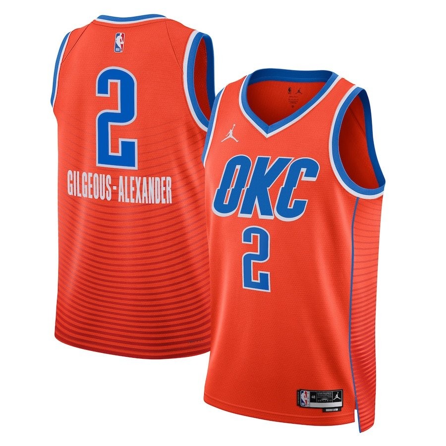 Shai Gilgeous-Alexander 2 Oklahoma City Thunder Unisex Swingman Jersey Statement Edition Orange