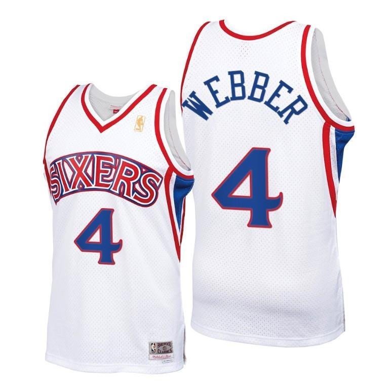 Chris Webber Philadelphia 76ers White Throwback 90s Jersey HWC Swingman - Men Jersey