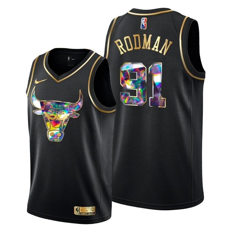 Dennis Rodman 91 Chicago Bulls 75th Anniversary Team Black Jersey - Men