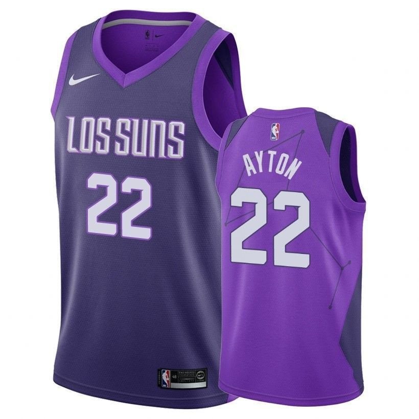 Men's Deandre Ayton 22 City Edition Navy NBA Jersey - Breathable Polyester