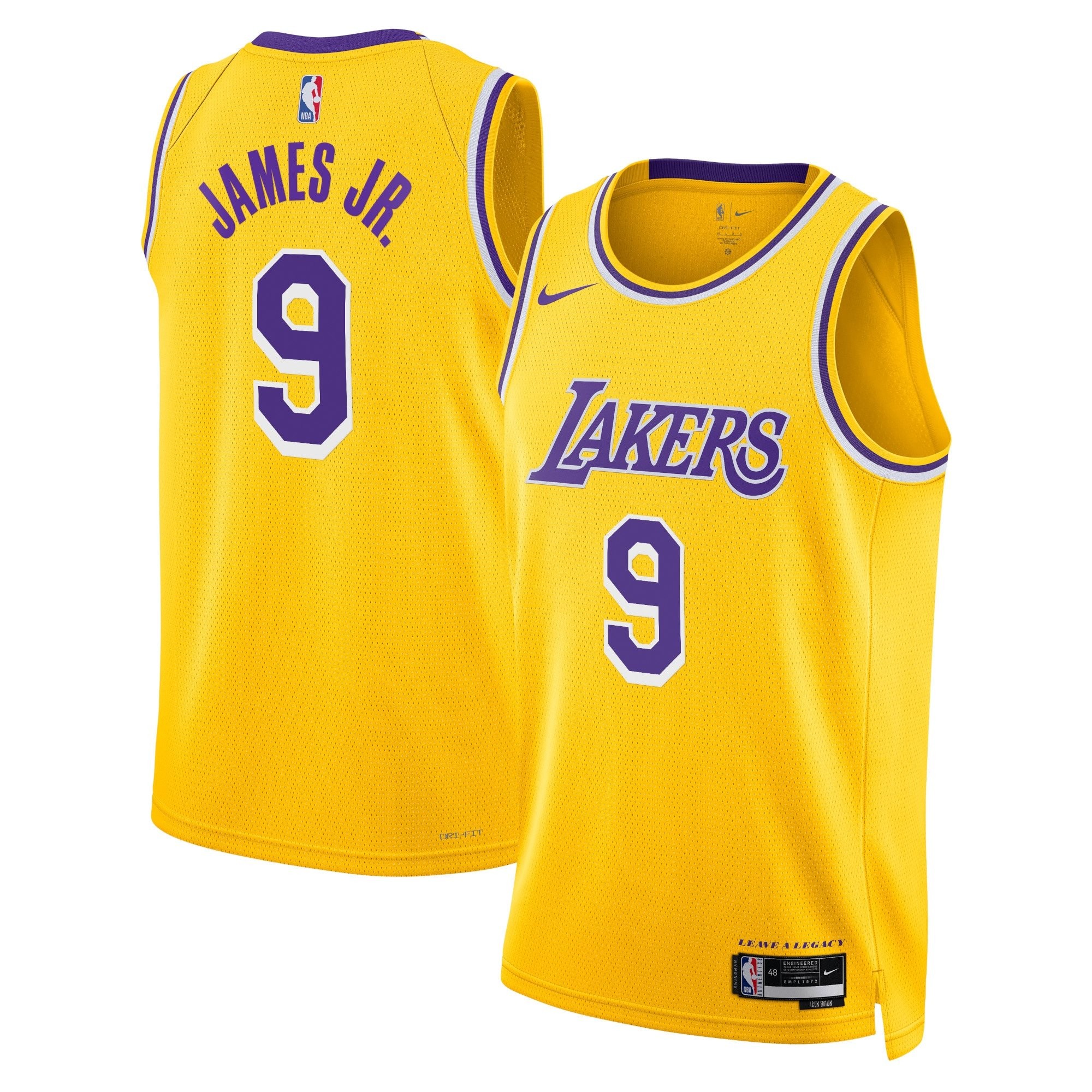 Los Angeles Lakers Icon Swingman Jersey Gold Bronny James Unisex