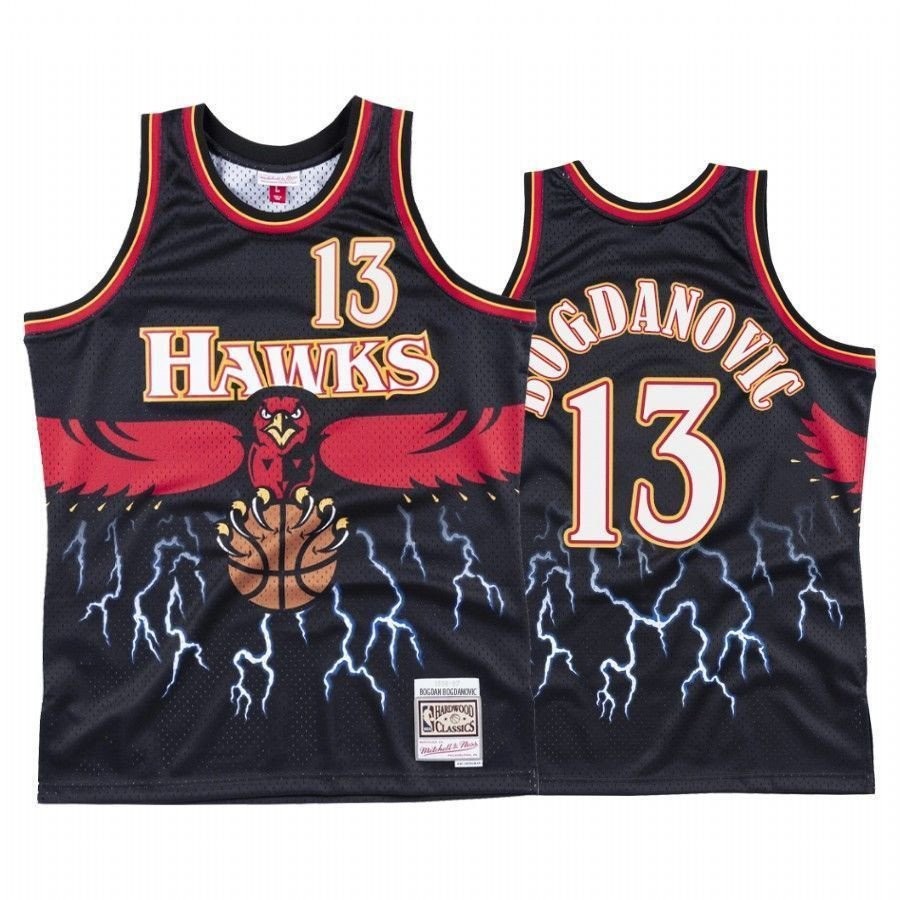 Men's Bogdan Bogdanovic 13 Atlanta Hawks Black Lightning Jersey