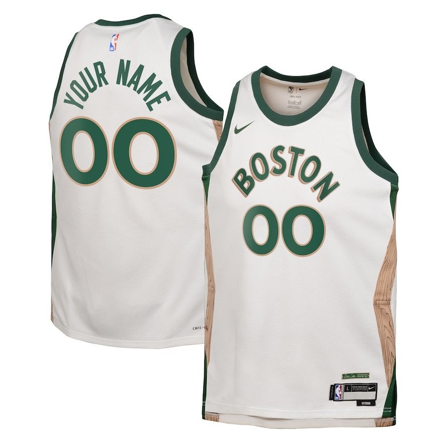 Boston Celtics 2023/24 City Edition Swingman Custom Youth Jersey White S-3XL