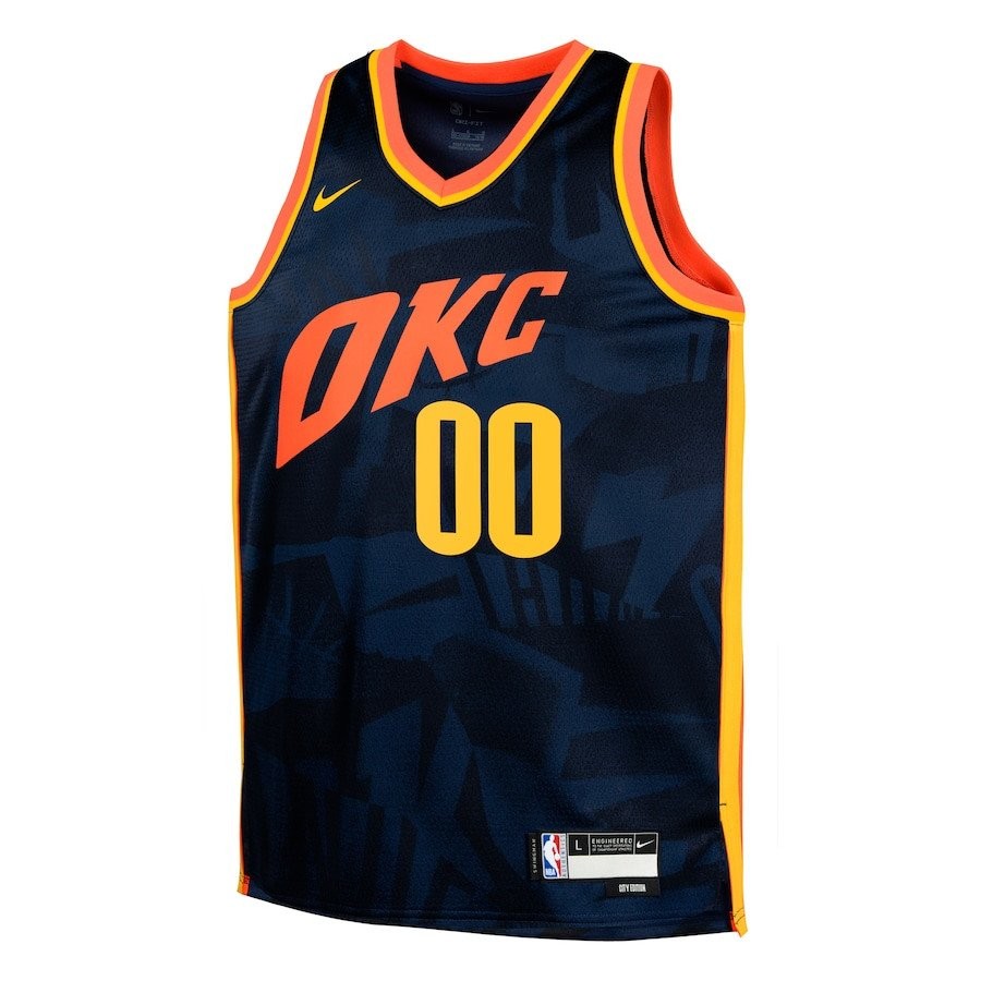 Oklahoma City Thunder 2023/24 City Edition Swingman Custom Youth Jersey - Navy - Image 2