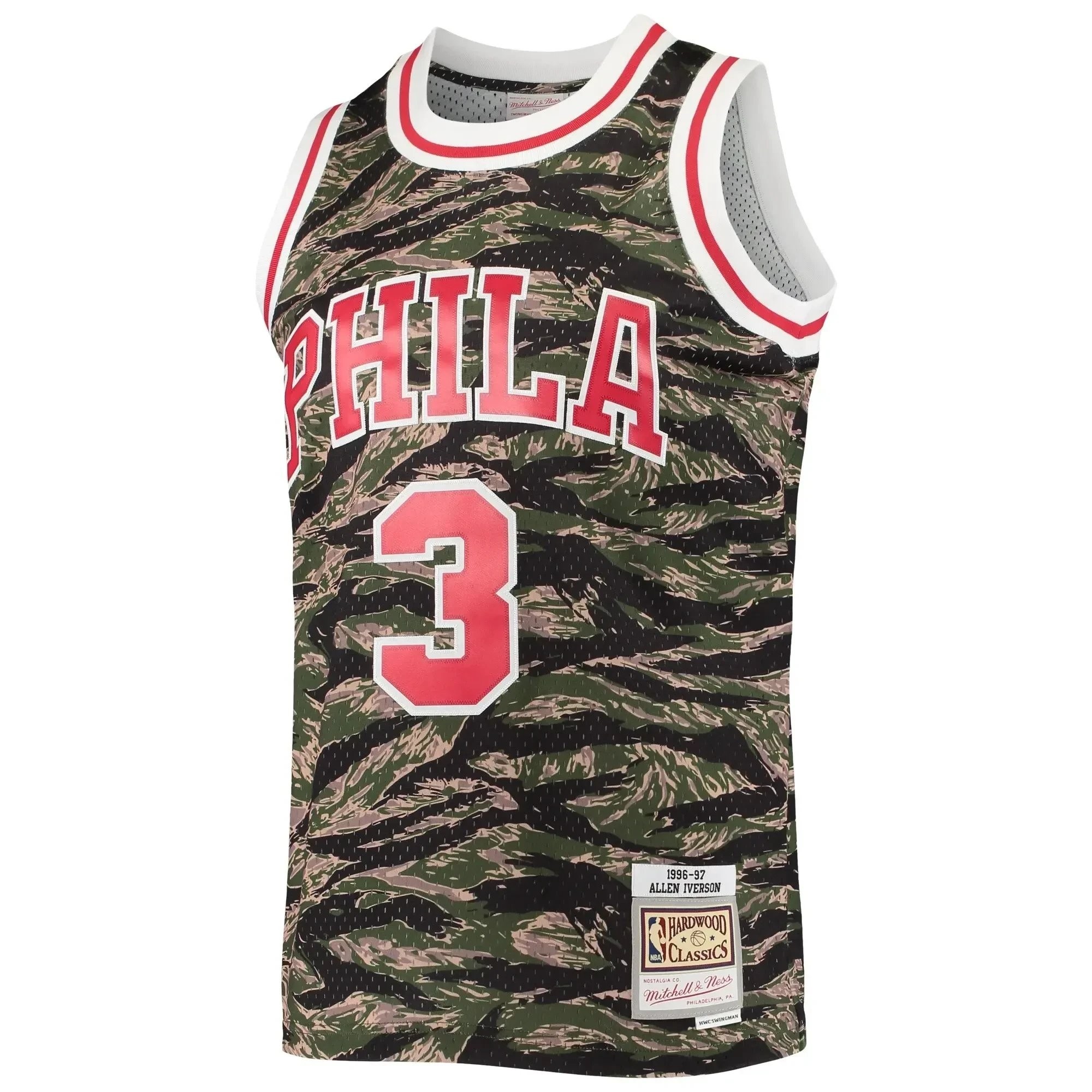 Allen Iverson Philadelphia 76ers Mitchell Ness Hardwood Classics Tiger Swingman Jersey - Camo - Image 5