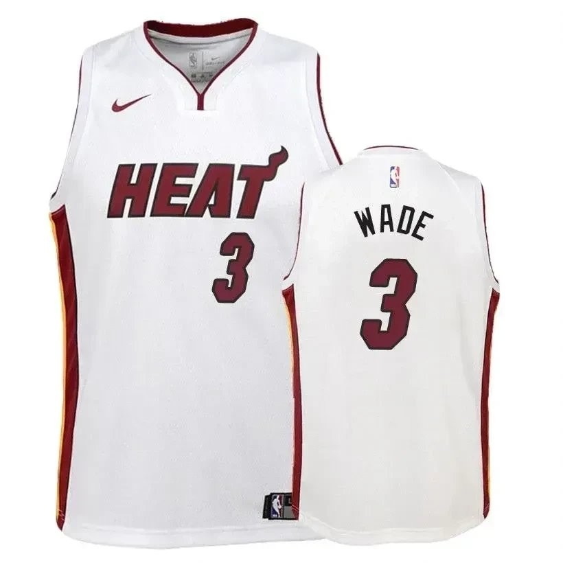 Youth Heat Dwyane Wade 3 Association White Jersey - Unisex Basketball Jersey S-3XL