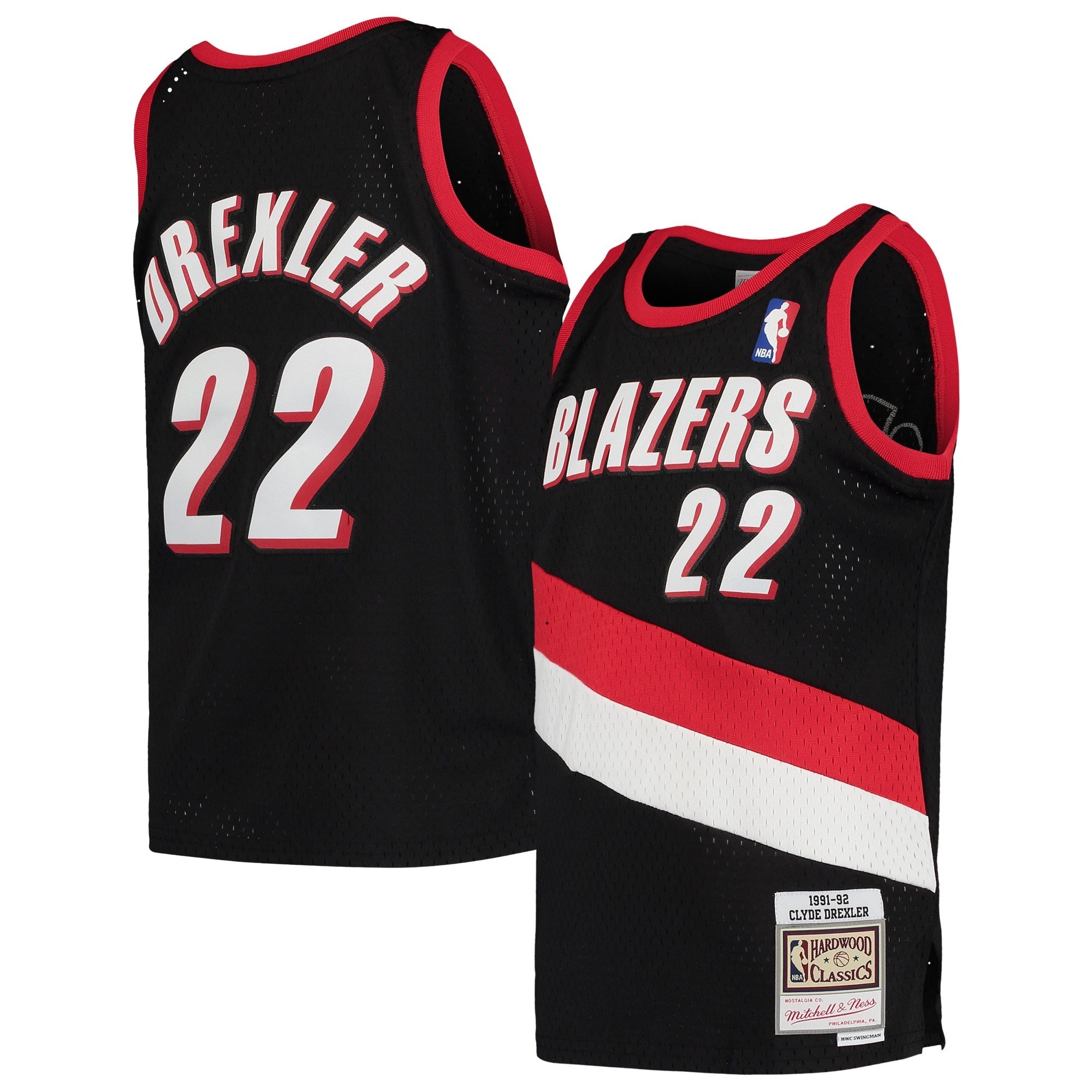 Youth Mitchell & Ness Clyde Drexler Black Portland Trail Blazers 1991-92 Hardwood Classics Swingman Jersey