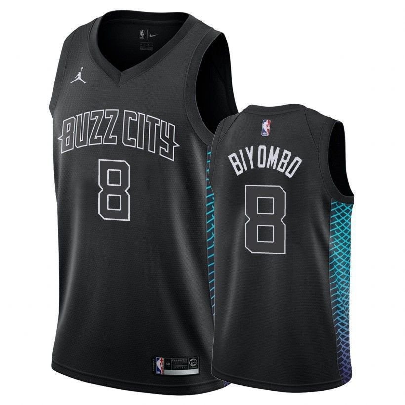 Hornets Bismark Biyombo #8 City Black NBA Jersey Mens S-3XL Polyester