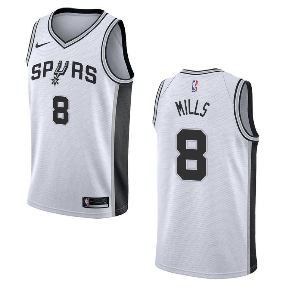 Men's San Antonio Spurs 8 Patty Mills Association Swingman Jersey White