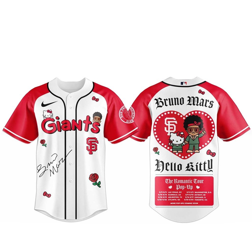 San Francisco Giants Bruno Mars x Hello Kitty 2026 The Romantic Tour Baseball Jersey