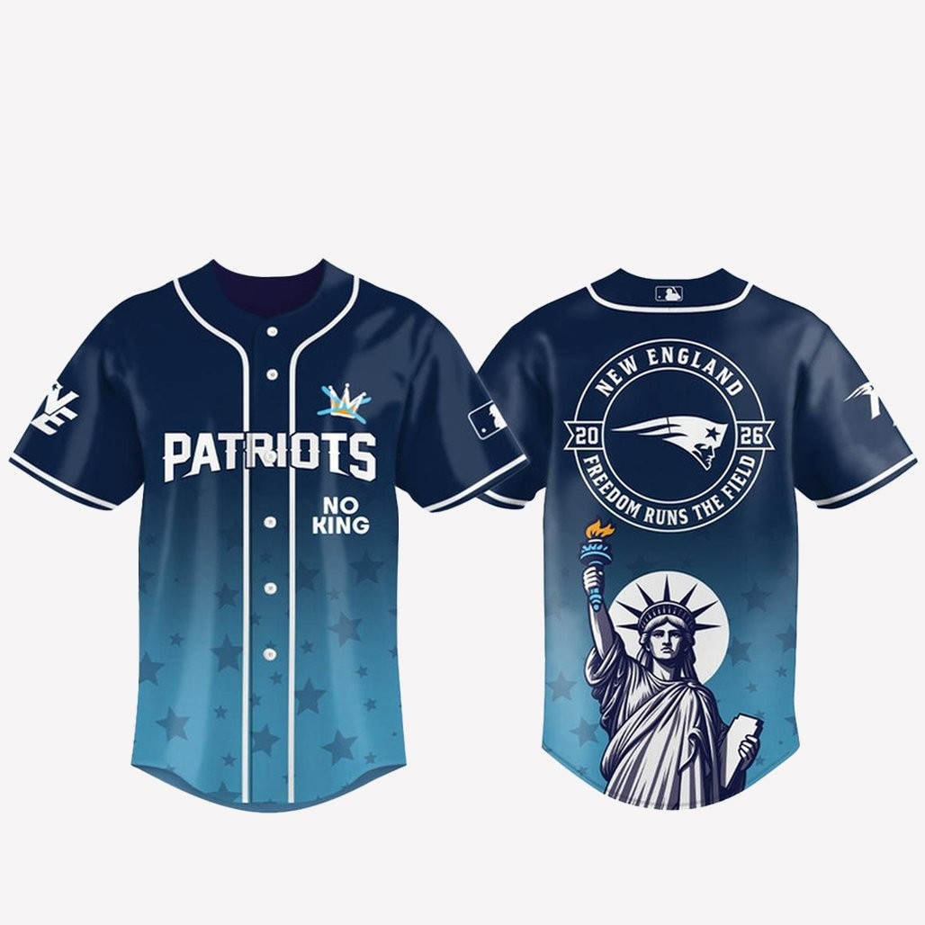 New England Patriots 2026 No Kings Freedom Runs The Field Baseball Jersey