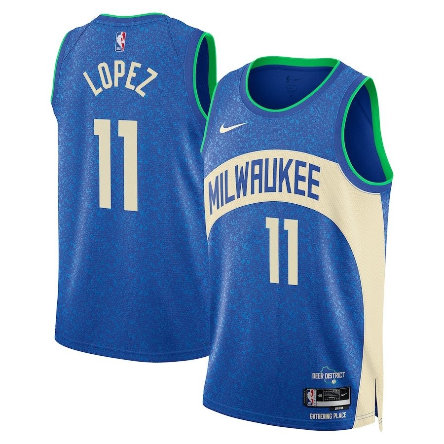 Brook Lopez 11 Milwaukee Bucks 2023/24 City Edition Swingman Jersey Royal Multicolor