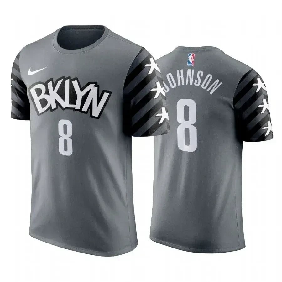 Men's Tyler Johnson Brooklyn Nets #8 Stitched Jersey Gray