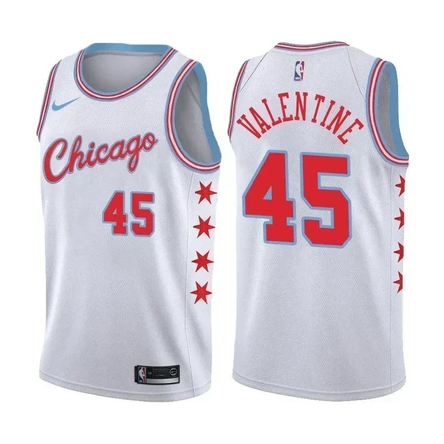 Men's Chicago Bulls Denzel Valentine #45 City Edition White Basketball Jersey