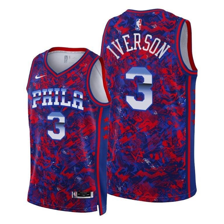 Allen Iverson 3 76ers Select Series Royal Jersey Dazzle - Men Jersey