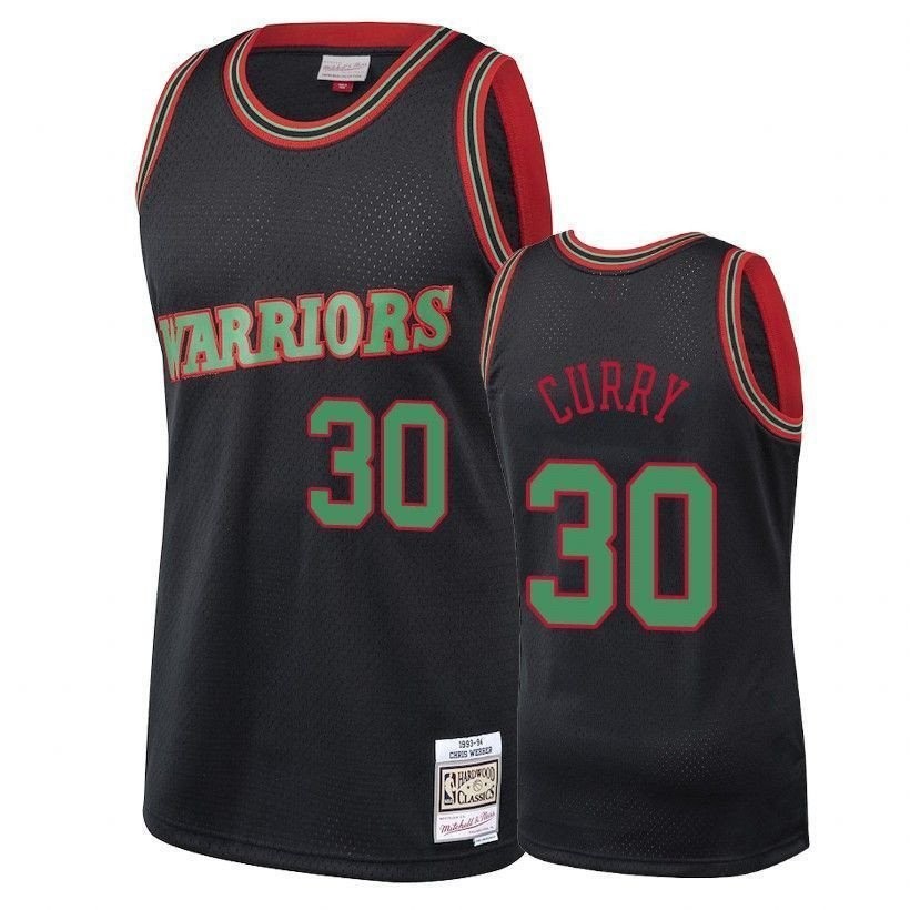 Men's Stephen Curry Warriors Christmas Black Jersey S-3XL