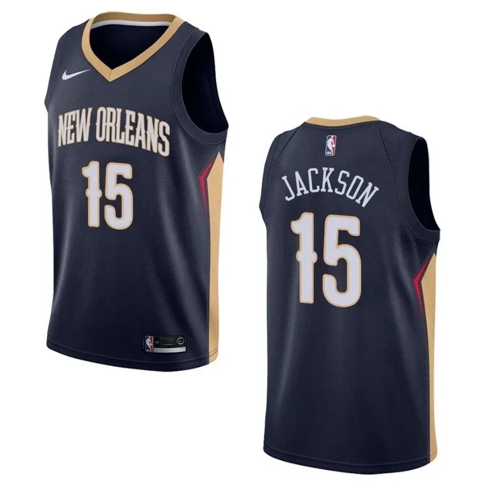 Men's New Orleans Pelicans 15 Frank Jackson Icon Swingman Jersey - Navy