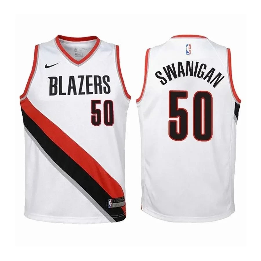 Youth Blazers Caleb Swanigan 50 Association Edition White Jersey