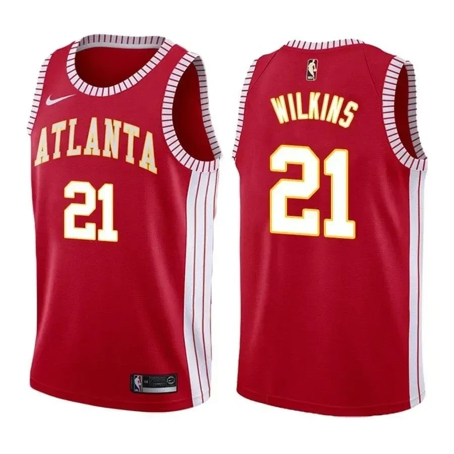 Men's Dominique Wilkins Hawks 21 Classic Edition Red Basketball Jersey