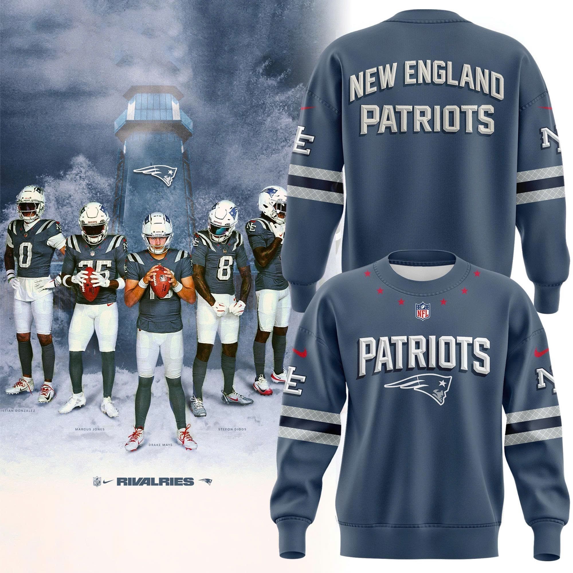 Musemora - Unisex New England Patriots Sweatshirt - Game Day Football
