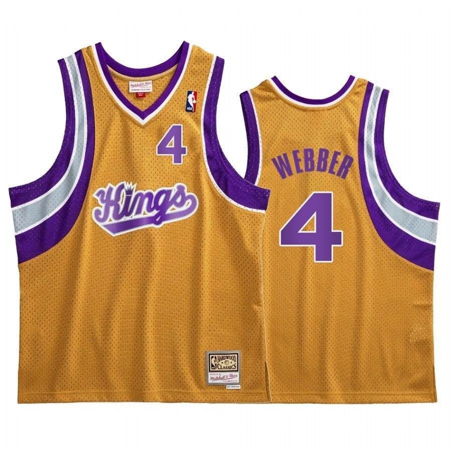 Men's Chris Webber Sacramento Kings Gold Hardwood Classics Jersey