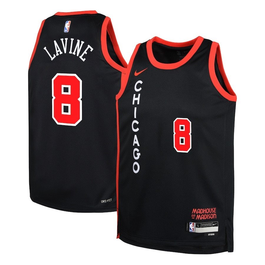 Zach LaVine 8 Chicago Bulls 2023/24 City Edition Swingman Youth Jersey Black