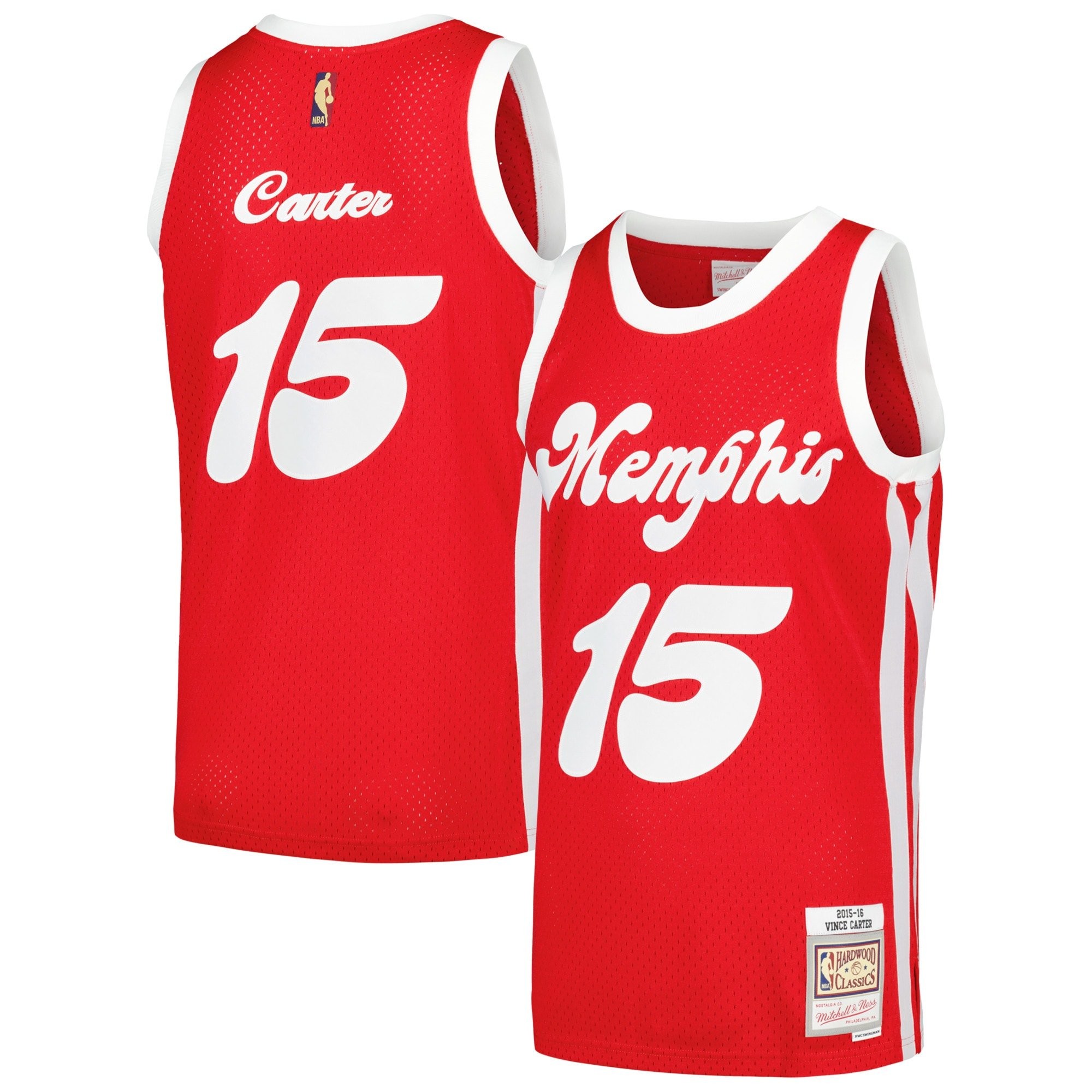 Men's Mitchell & Ness Vince Carter Red Memphis Grizzlies 2015/16 Hardwood Classics Swingman Jersey