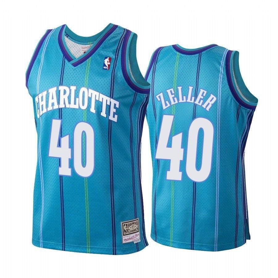 Men's Cody Zeller Charlotte Hornets Hardwood Classics Jersey Teal Size S-3XL