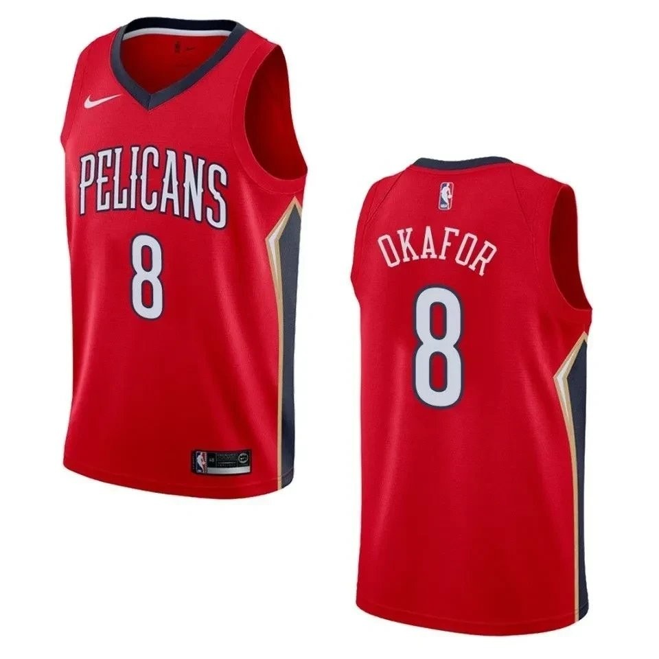 Men's New Orleans Pelicans 8 Jahlil Okafor Statement Swingman Jersey - Red