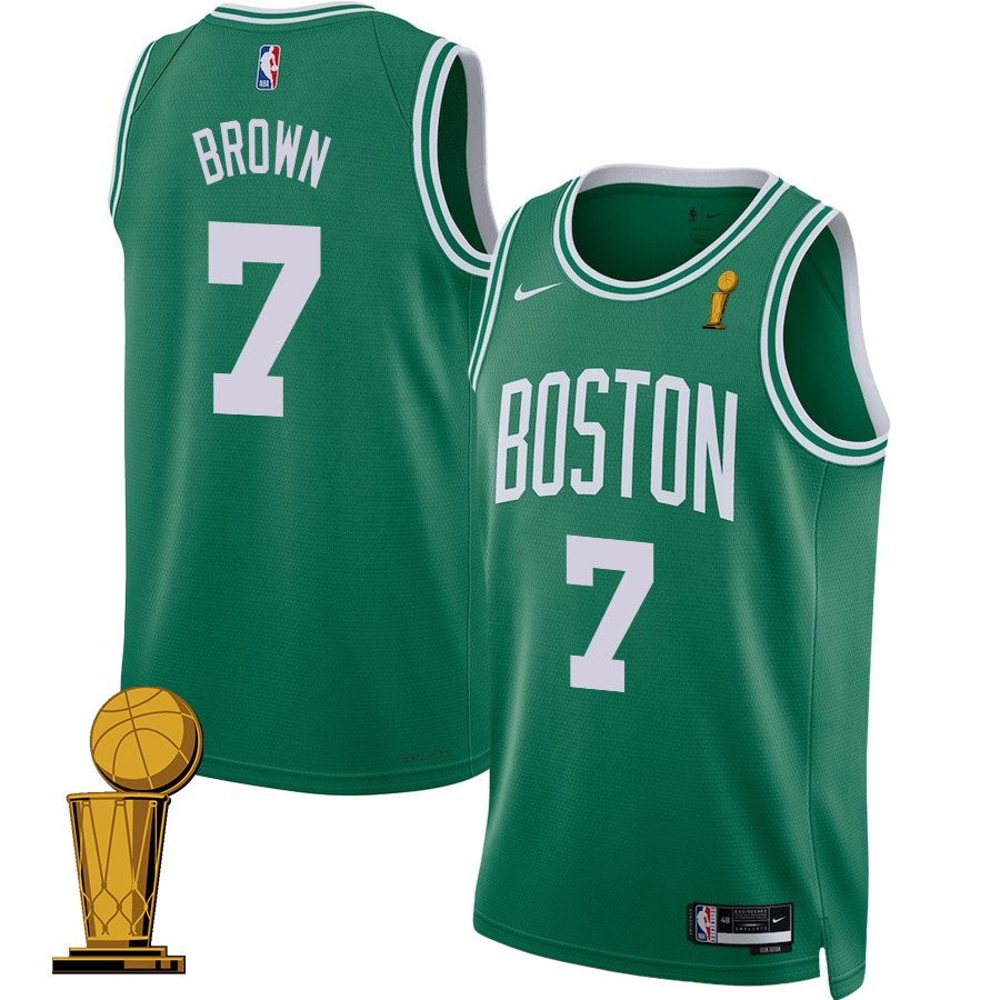 Jaylen Brown 7 Boston Celtics 2024 Finals Champions Jersey Icon Edition Kelly Green