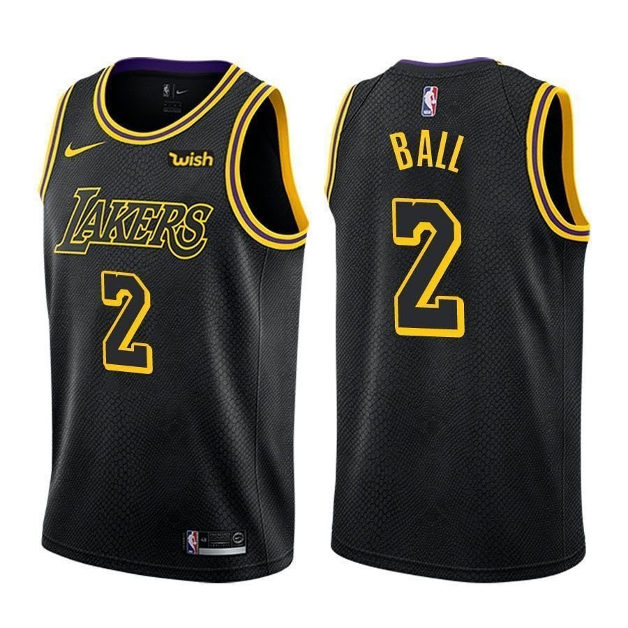 Lakers Lonzo Ball 2 City Edition Black Jersey Unisex Adult Sizes S-3XL
