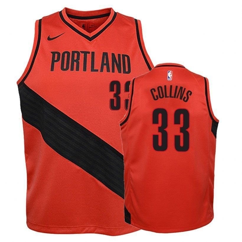 Youth Blazers Zach Collins 33 Statet Red Jersey