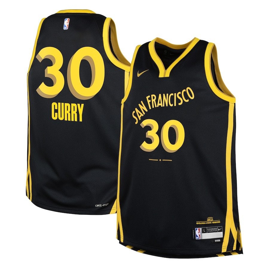 Stephen Curry 30 Golden State Warriors 2023/24 City Edition Swingman Youth Jersey Black