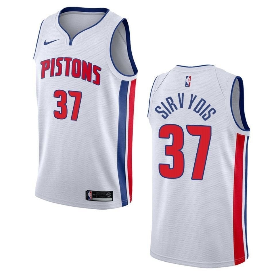 Men's Detroit Pistons Deividas Sirvydis #37 Association Swingman Jersey White