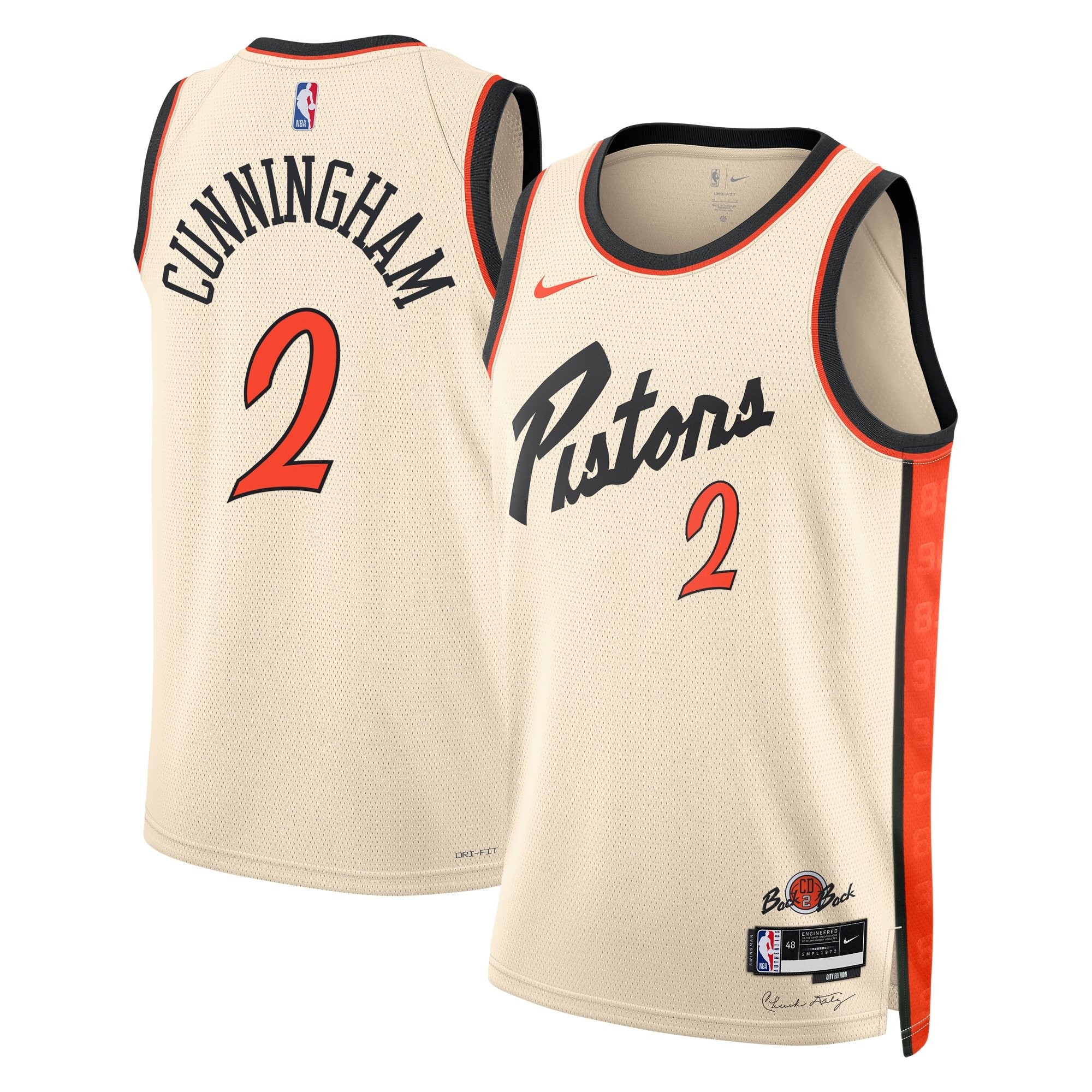 Detroit Pistons City Edition Swingman Jersey 2024 Creme Cade Cunningham Unisex