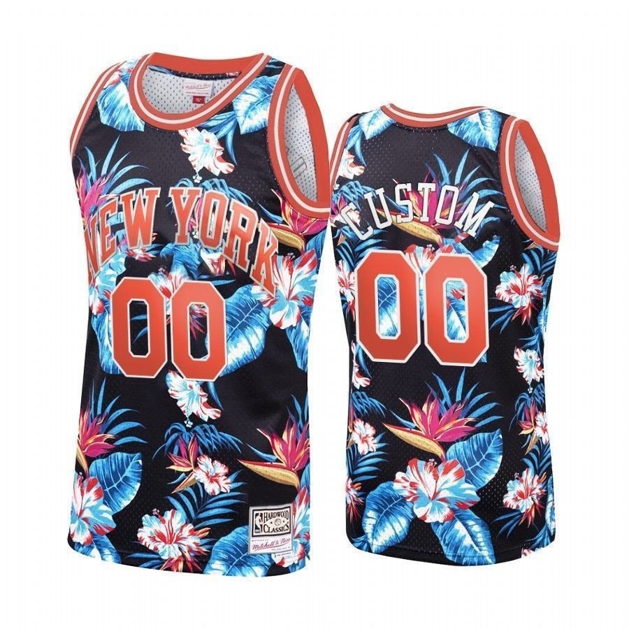Men's New York Knicks Custom 00 Floral Fashion Jersey Multicolor S-3XL