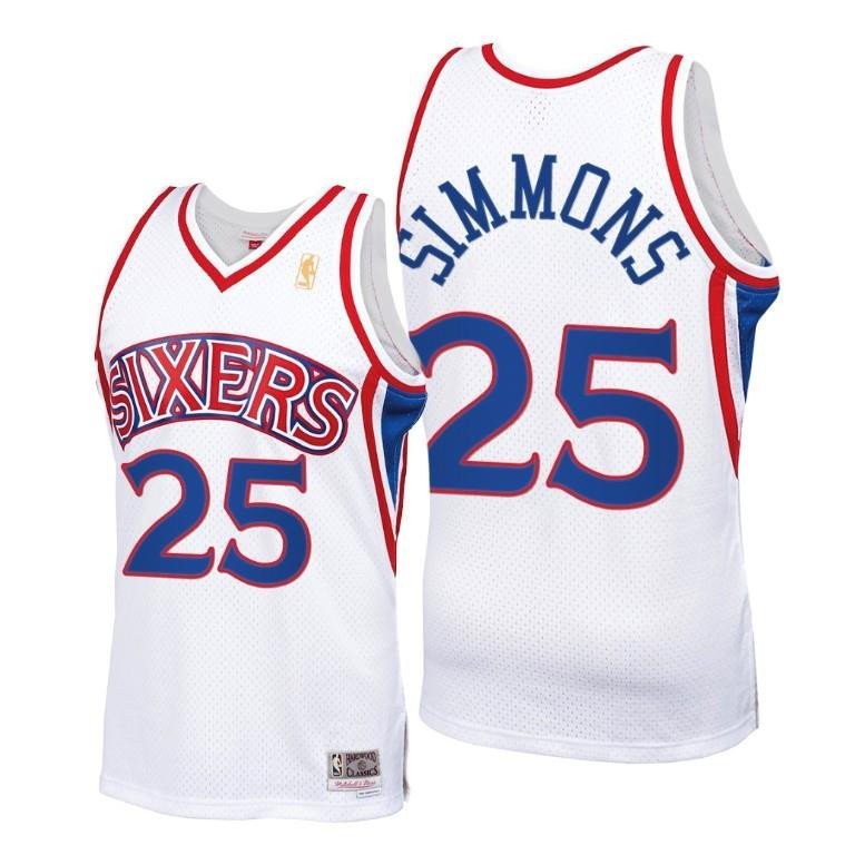 Ben Simmons Philadelphia 76ers White Throwback 90s Jersey HWC Swingman - Men Jersey