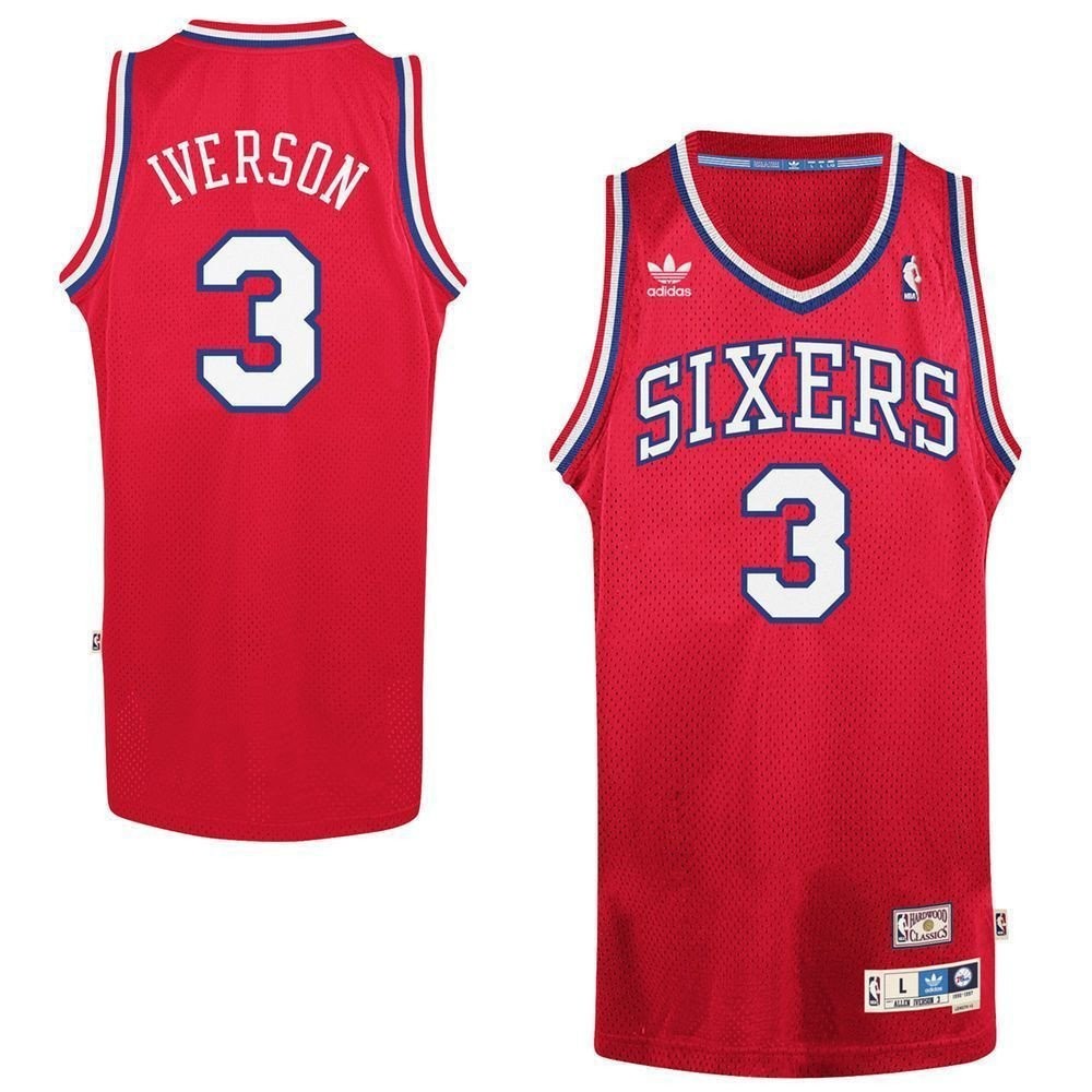 Men's Allen Iverson Philadelphia 76ers Red Hardwood Classics Swingman Jersey