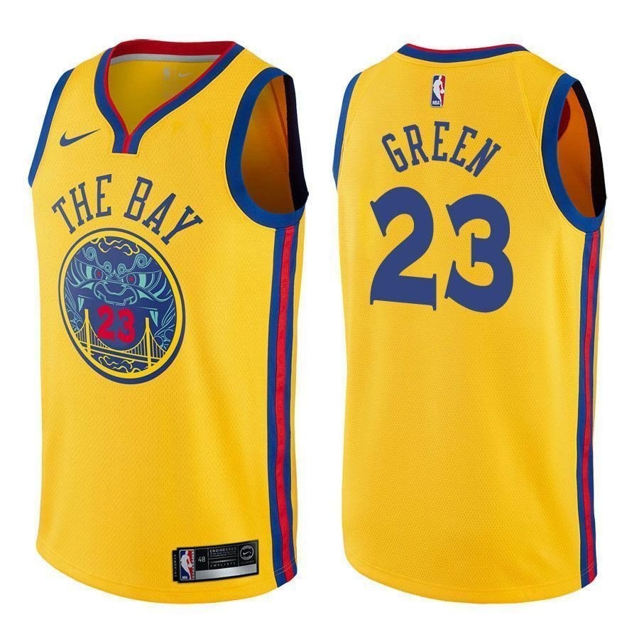 Warriors Draymond Green 23 City Edition Gold Jersey Mens S-3XL