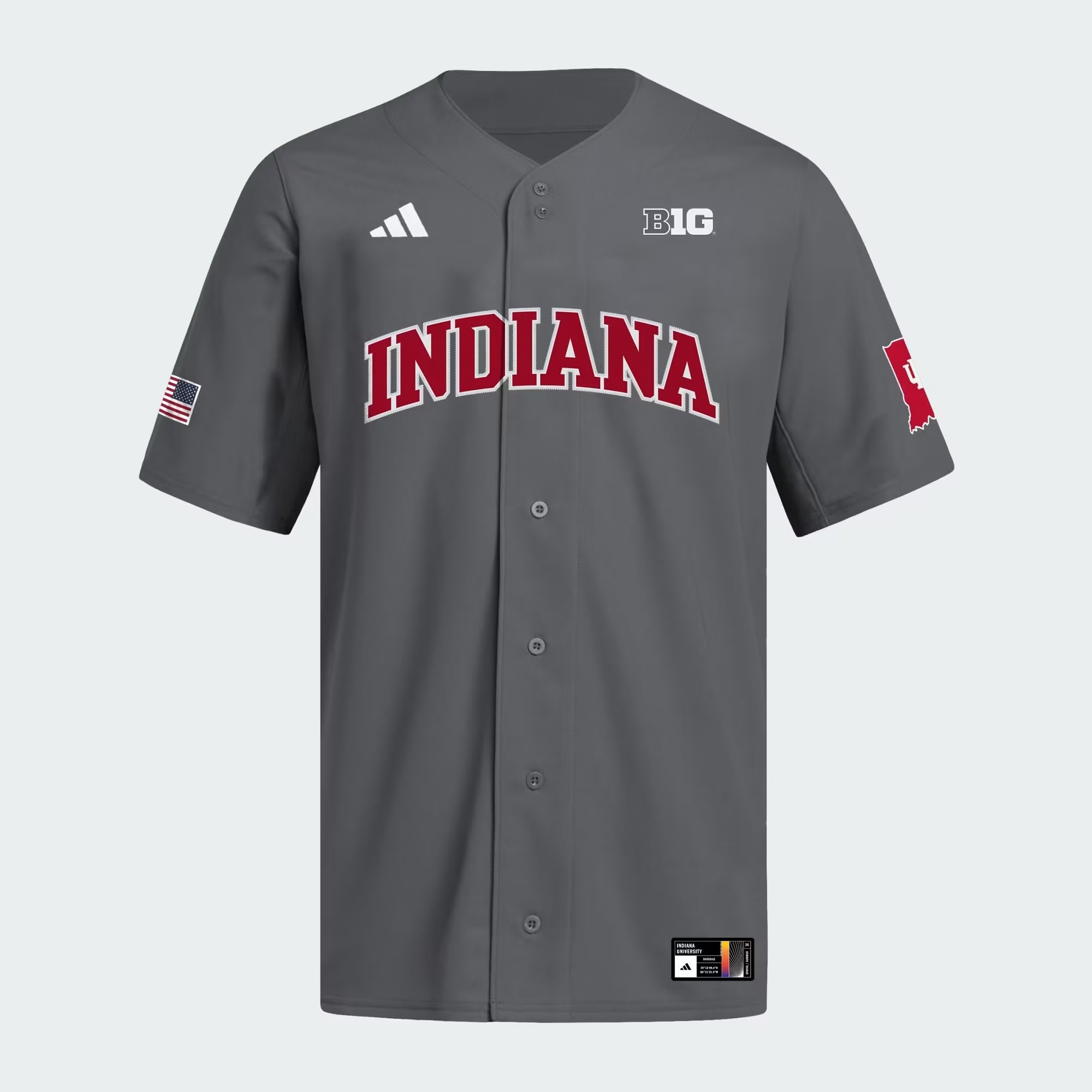 Indiana Hoosiers Dark Grey Baseball Jersey