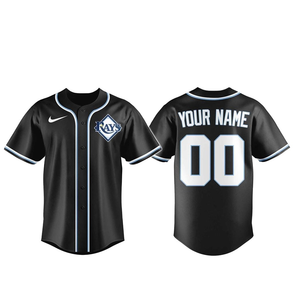 Custom Name and Number Tampa Bay Rays Blackout Built For The Night 2026 Baseball Jersey