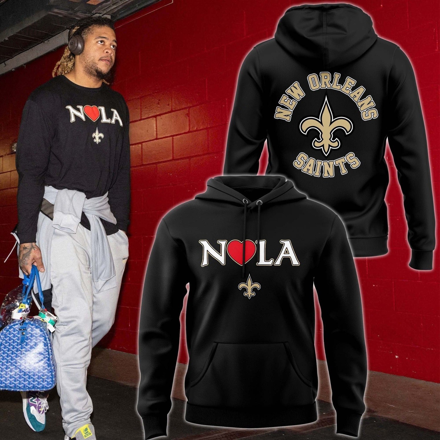Musemora - Unisex New Orleans Saints Hoodie - Game Day Football