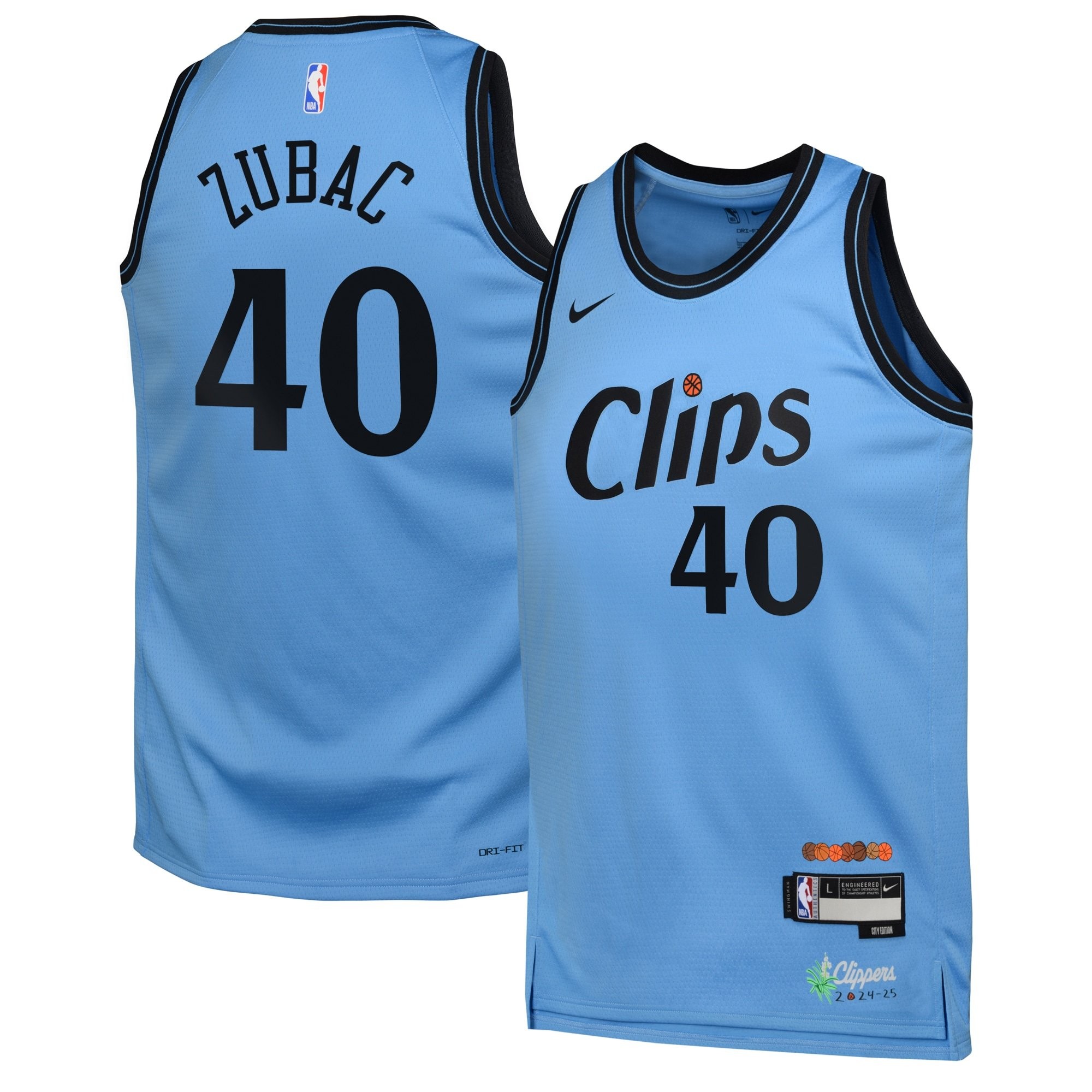 LA Clippers 2024 City Edition Swingman Jersey Ivica Zubac Youth Blue