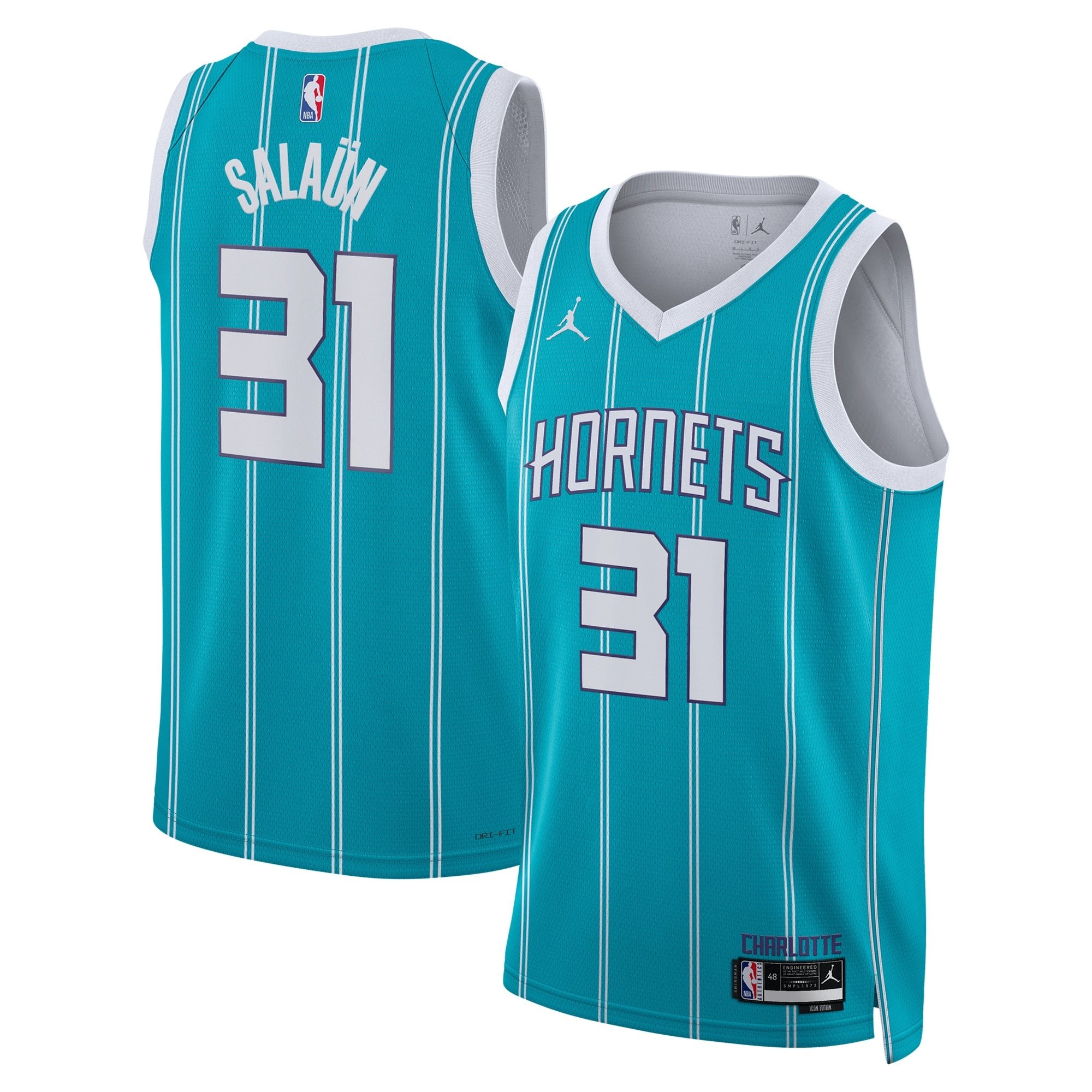 Charlotte Hornets Jordan Brand Icon Edition Swingman Jersey Teal Tidjane Salaun Unisex
