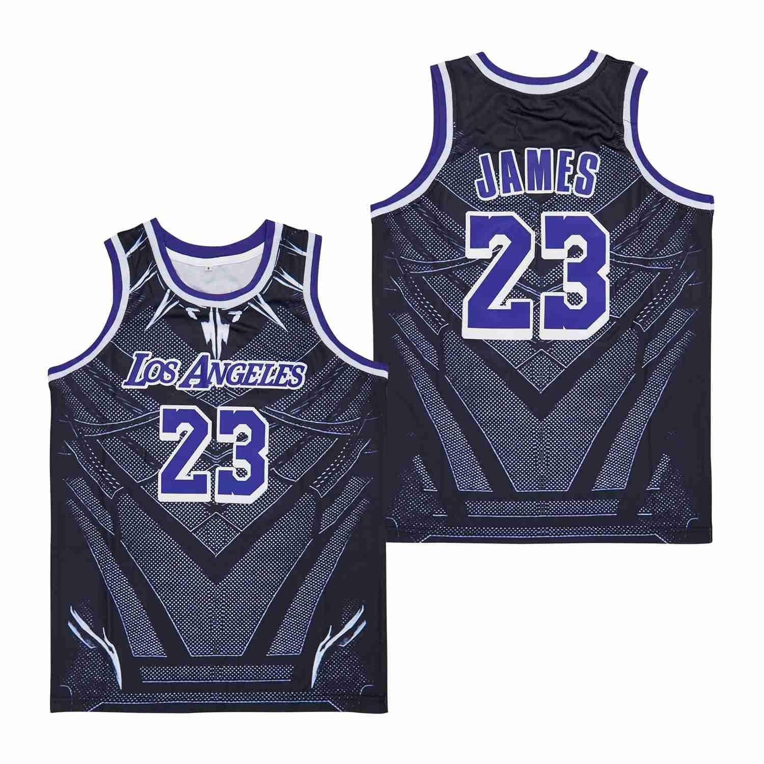LeBron James 23 Los Angeles Lakers Black Panther Pattern Swingman Jersey Black Unisex