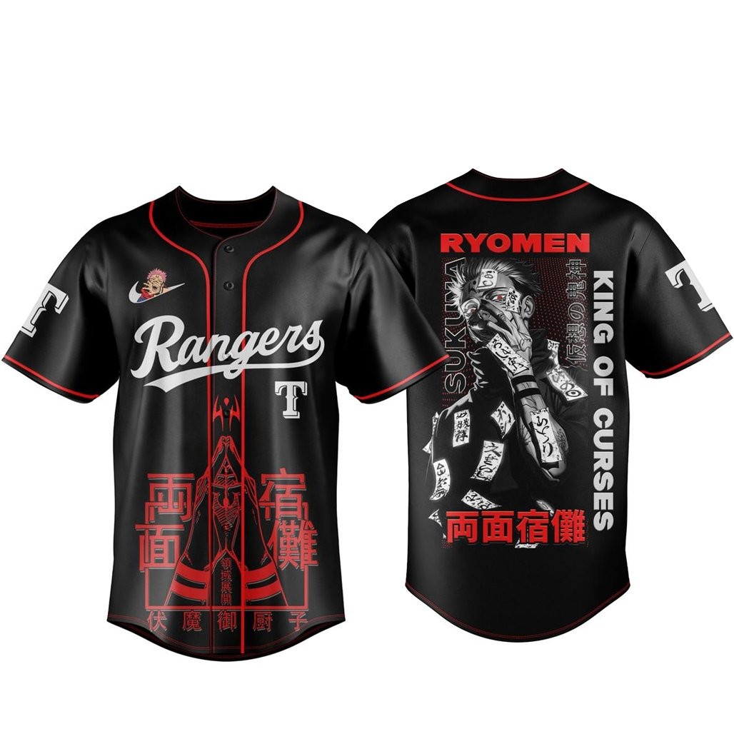 Texas Rangers x Jujutsu Kaisen Night 2026 King of Curses Sukuna Baseball Jersey