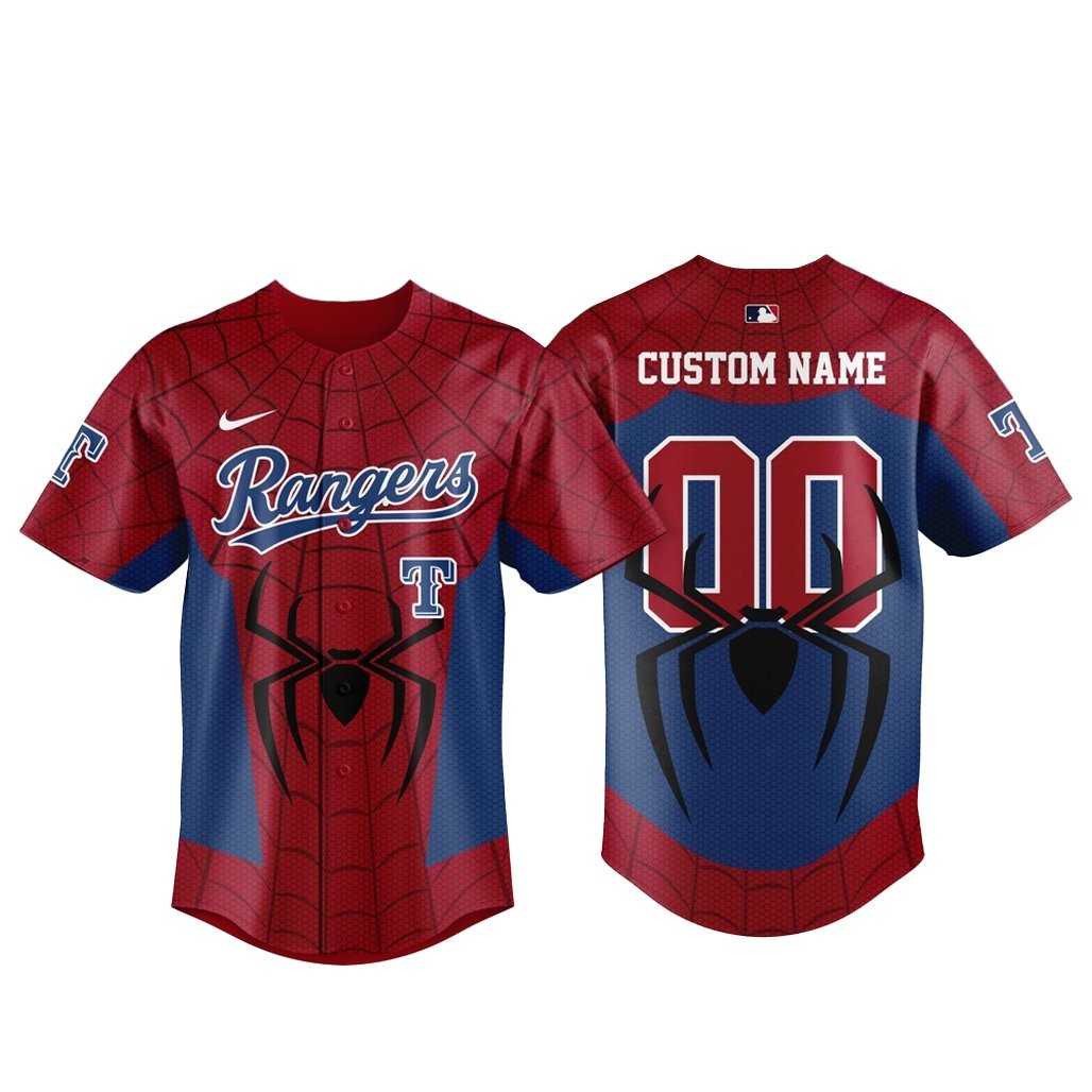 Custom Name and Number Texas Rangers Spider-Man Brand New Day 2026 Baseball Jersey